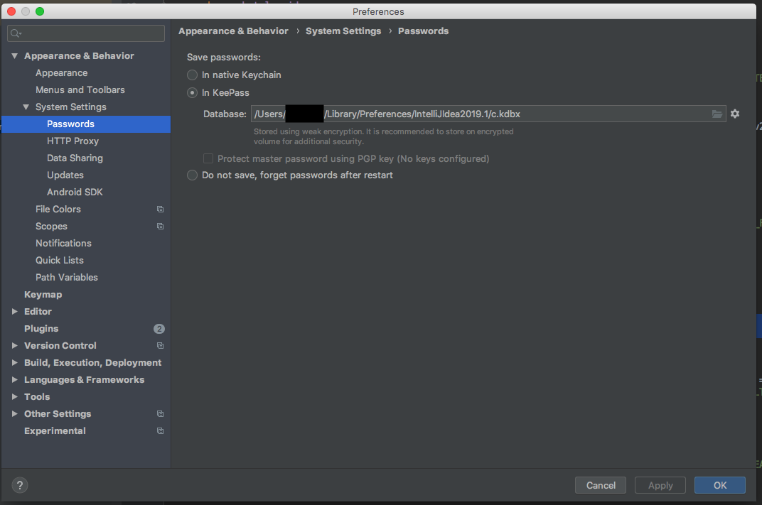 Use KeePass instead of Mac Keychain